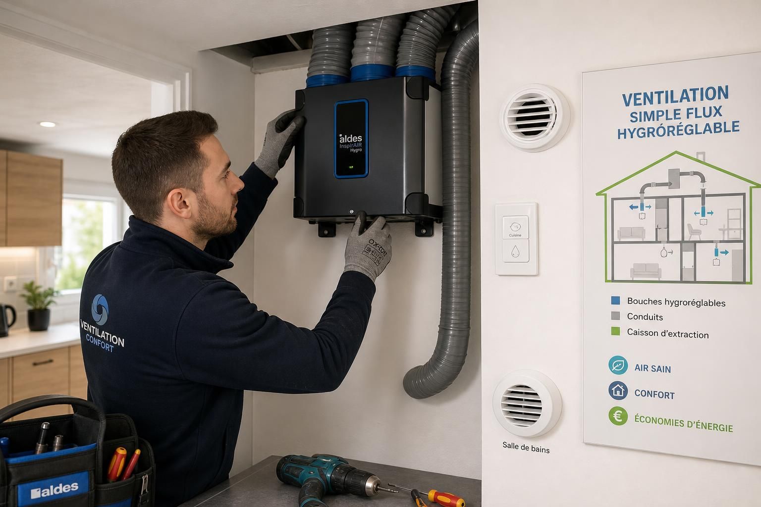 découvrez le fonctionnement et les avantages de la ventilation mécanique simple flux hygroréglable, une solution efficace pour améliorer la qualité de l'air intérieur et optimiser la consommation énergétique de votre logement.